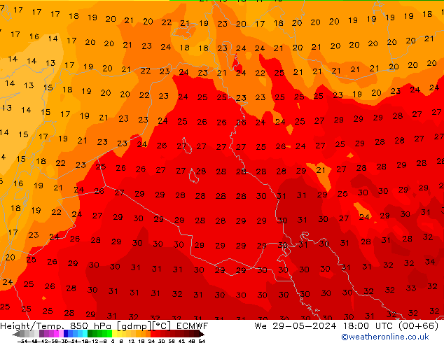 Z500/Rain (+SLP)/Z850 ECMWF ср 29.05.2024 18 UTC