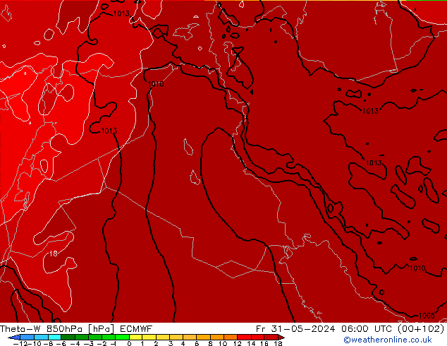 Theta-W 850hPa ECMWF vr 31.05.2024 06 UTC