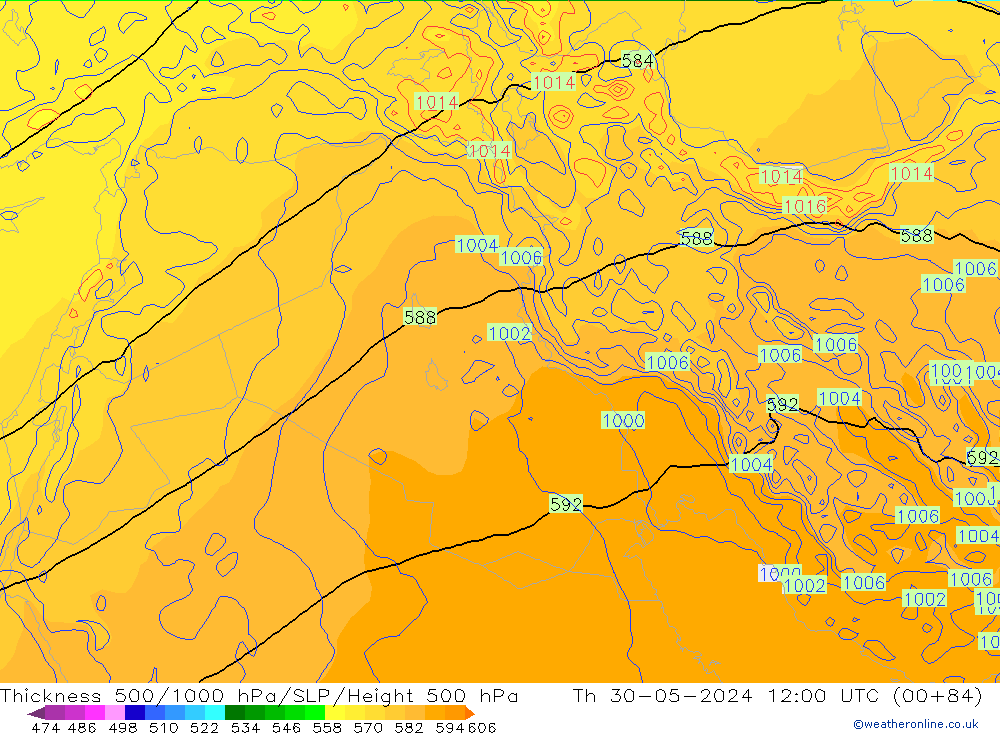 Thck 500-1000hPa ECMWF  30.05.2024 12 UTC