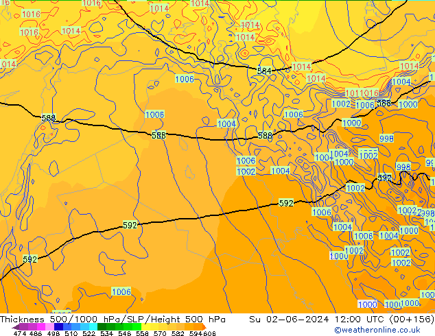 Thck 500-1000hPa ECMWF Su 02.06.2024 12 UTC