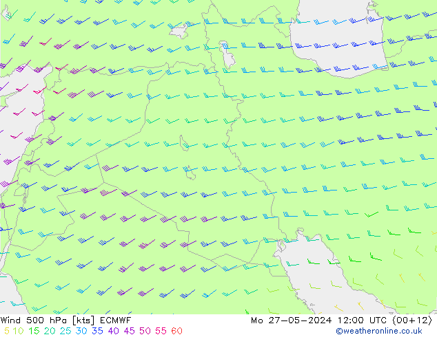 Wind 500 hPa ECMWF Po 27.05.2024 12 UTC