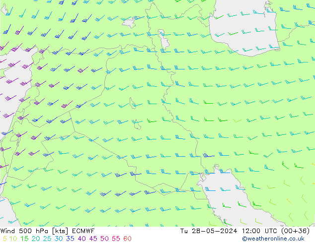 Vent 500 hPa ECMWF mar 28.05.2024 12 UTC