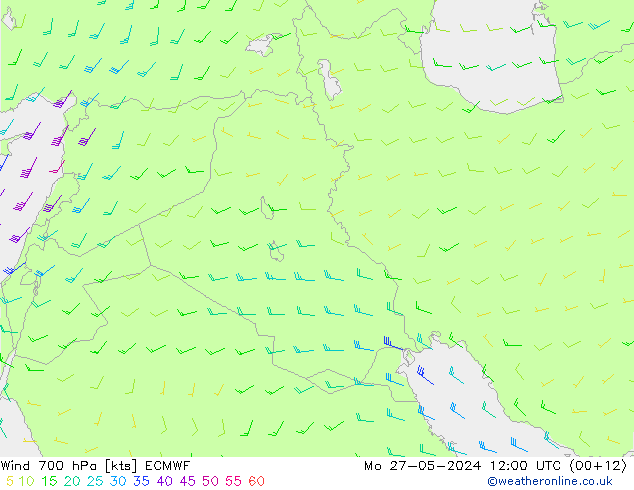 Rüzgar 700 hPa ECMWF Pzt 27.05.2024 12 UTC