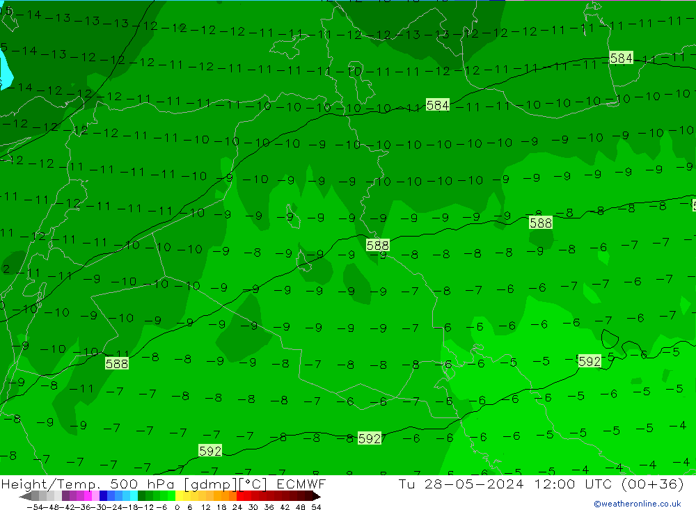 Geop./Temp. 500 hPa ECMWF mar 28.05.2024 12 UTC