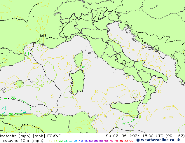 Isotaca (mph) ECMWF dom 02.06.2024 18 UTC