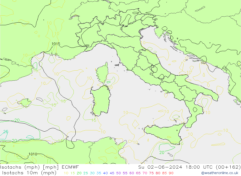 Isotaca (mph) ECMWF dom 02.06.2024 18 UTC