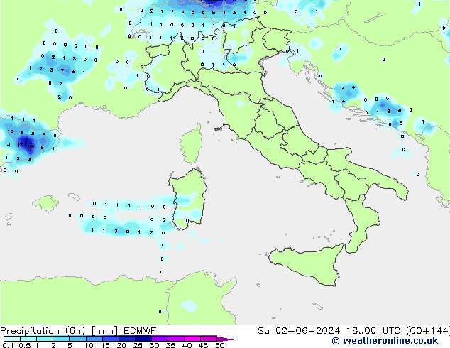 Z500/Rain (+SLP)/Z850 ECMWF Вс 02.06.2024 00 UTC