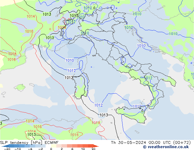 SLP tendency ECMWF Th 30.05.2024 00 UTC