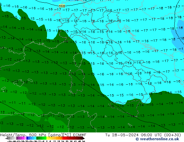 Z500/Rain (+SLP)/Z850 ECMWF Di 28.05.2024 06 UTC