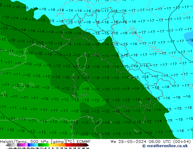 Yükseklik/Sıc. 500 hPa ECMWF Çar 29.05.2024 06 UTC