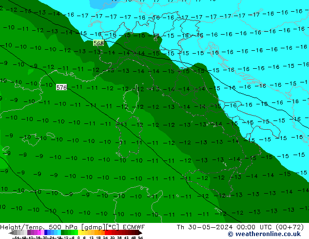 Z500/Rain (+SLP)/Z850 ECMWF Th 30.05.2024 00 UTC