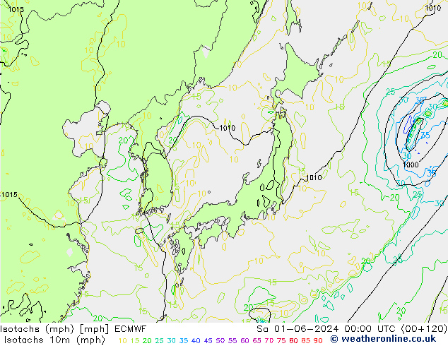 Isotachs (mph) ECMWF So 01.06.2024 00 UTC