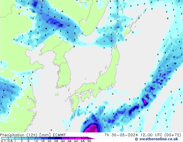 opad (12h) ECMWF czw. 30.05.2024 00 UTC