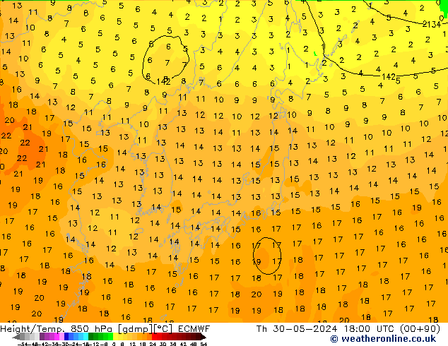 Z500/Rain (+SLP)/Z850 ECMWF чт 30.05.2024 18 UTC