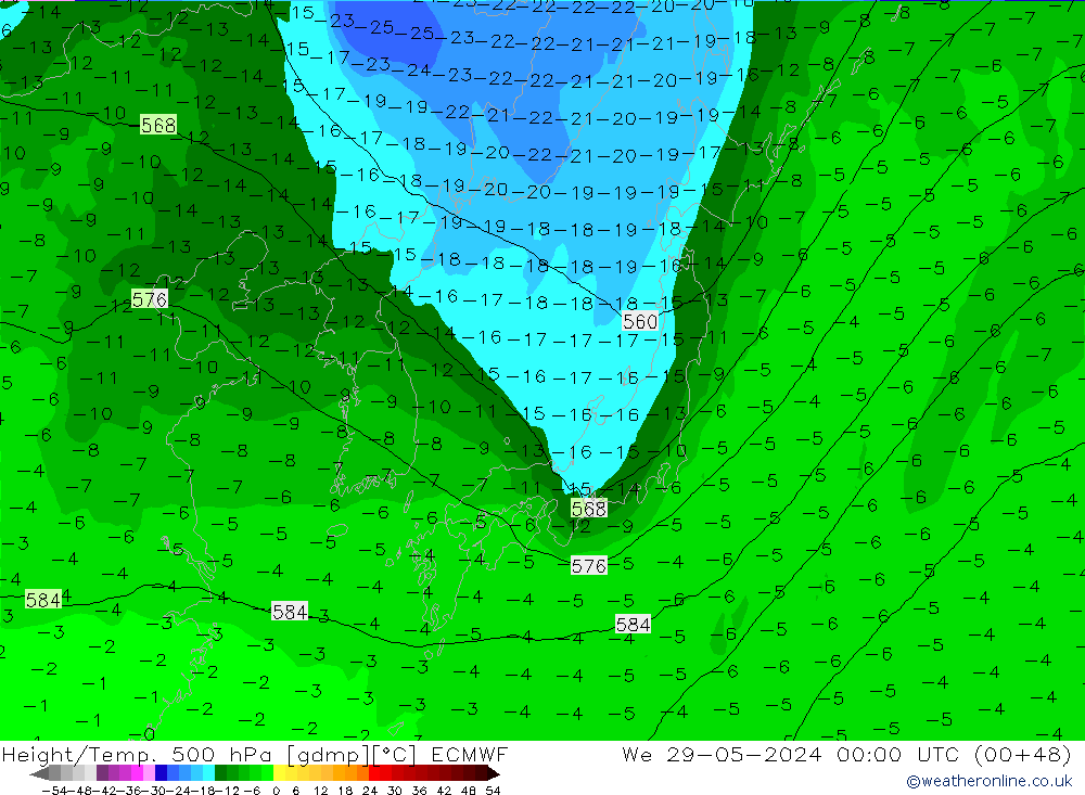 Z500/Regen(+SLP)/Z850 ECMWF wo 29.05.2024 00 UTC