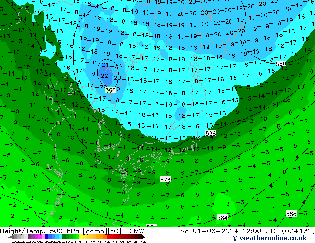 Z500/Rain (+SLP)/Z850 ECMWF Sa 01.06.2024 12 UTC