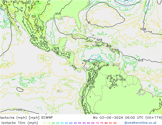 Isotachs (mph) ECMWF Mo 03.06.2024 06 UTC