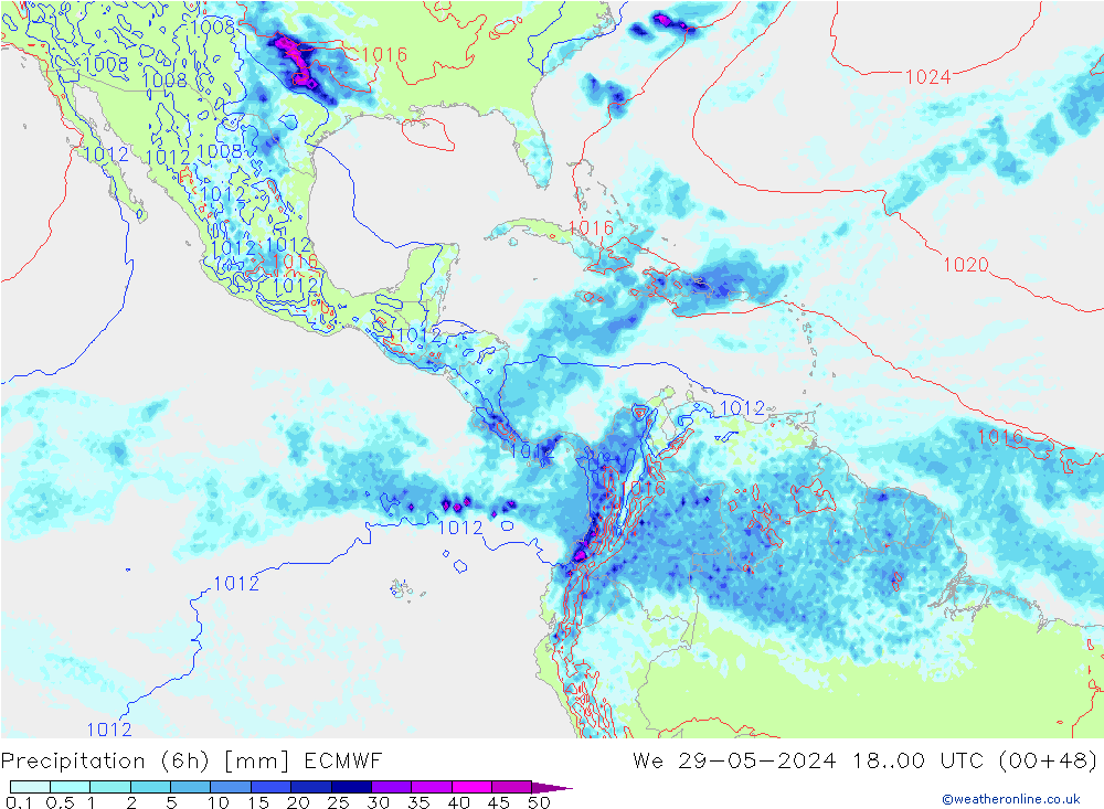 Z500/Rain (+SLP)/Z850 ECMWF ср 29.05.2024 00 UTC