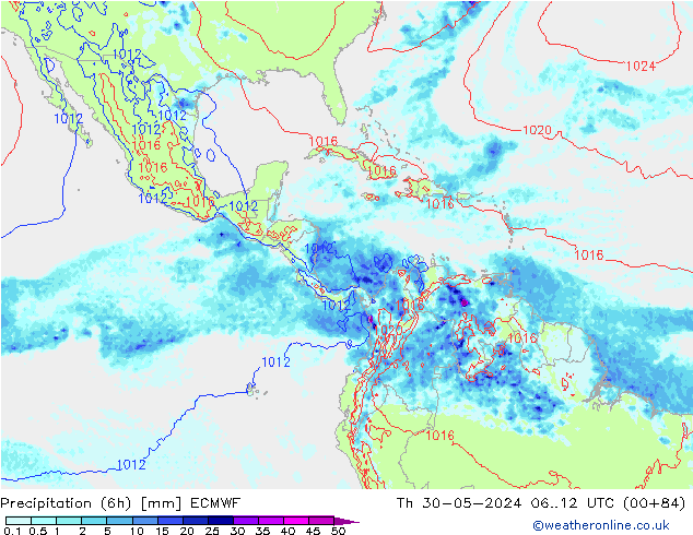 Z500/Rain (+SLP)/Z850 ECMWF jue 30.05.2024 12 UTC