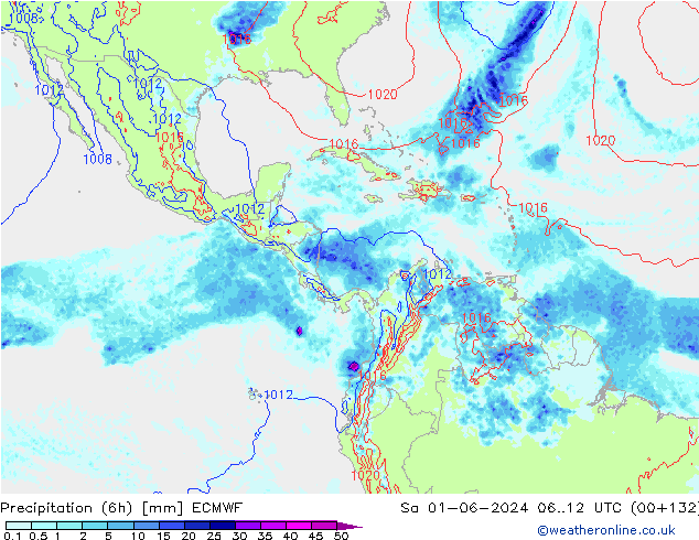 Z500/Rain (+SLP)/Z850 ECMWF Sáb 01.06.2024 12 UTC