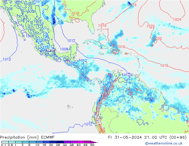 Precipitación ECMWF vie 31.05.2024 00 UTC