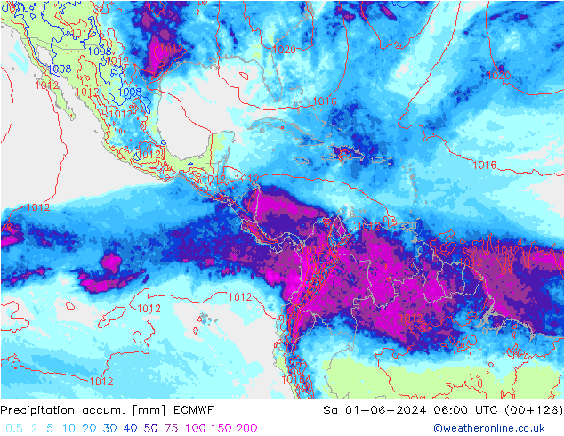 Precipitation accum. ECMWF so. 01.06.2024 06 UTC