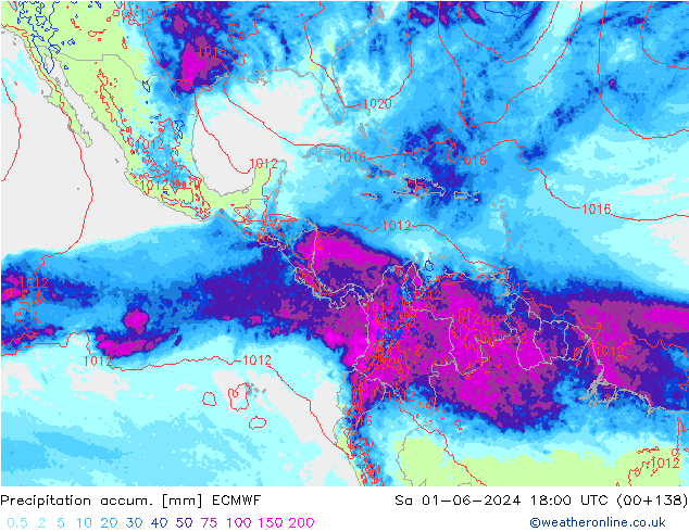 Precipitation accum. ECMWF So 01.06.2024 18 UTC