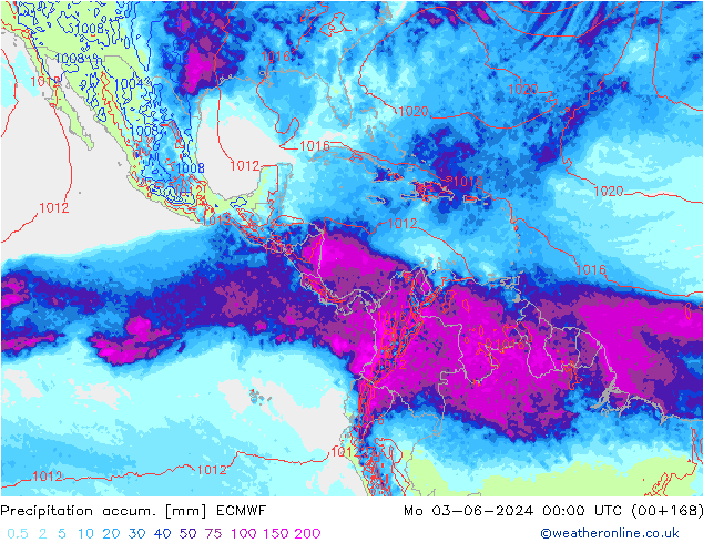 Precipitation accum. ECMWF  03.06.2024 00 UTC