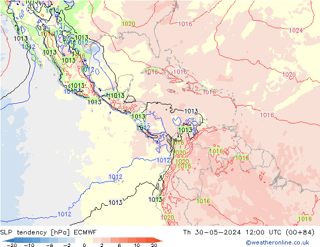 Druktendens (+/-) ECMWF do 30.05.2024 12 UTC