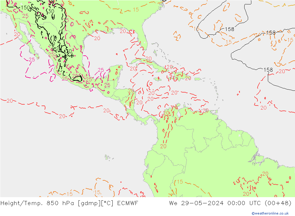 Z500/Rain (+SLP)/Z850 ECMWF ср 29.05.2024 00 UTC