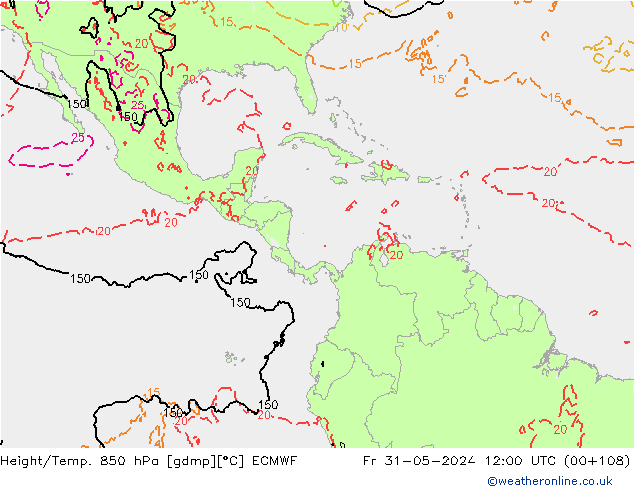 Height/Temp. 850 hPa ECMWF Fr 31.05.2024 12 UTC