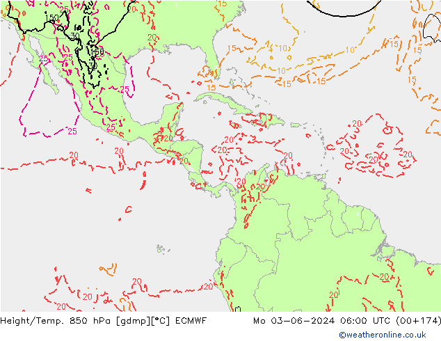 Height/Temp. 850 hPa ECMWF  03.06.2024 06 UTC