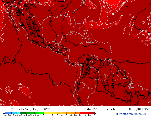 Theta-W 850hPa ECMWF lun 27.05.2024 06 UTC