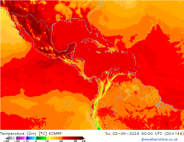 Sıcaklık Haritası (2m) ECMWF Paz 02.06.2024 00 UTC