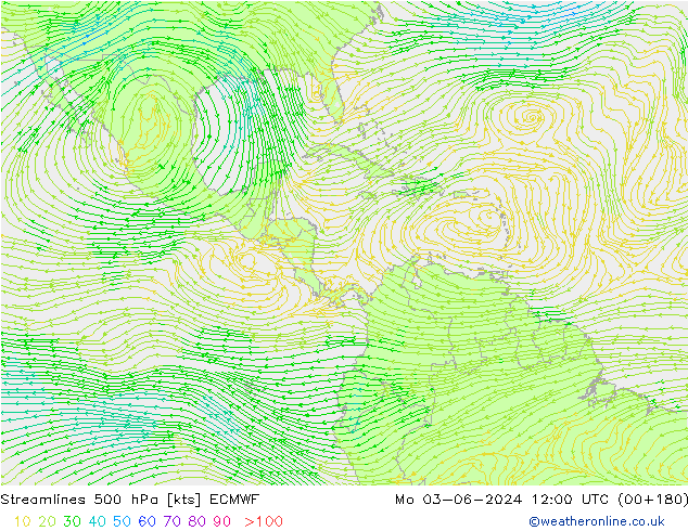 Streamlines 500 hPa ECMWF Po 03.06.2024 12 UTC