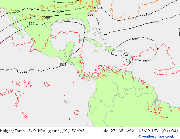 Height/Temp. 500 hPa ECMWF lun 27.05.2024 06 UTC