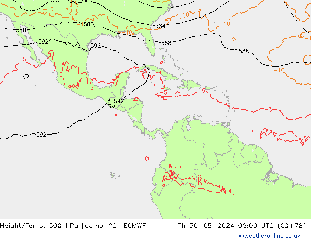 Z500/Yağmur (+YB)/Z850 ECMWF Per 30.05.2024 06 UTC