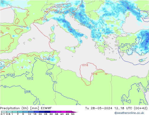 Z500/Rain (+SLP)/Z850 ECMWF Tu 28.05.2024 18 UTC