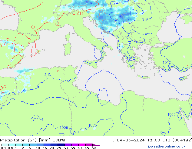 Z500/Yağmur (+YB)/Z850 ECMWF Sa 04.06.2024 00 UTC