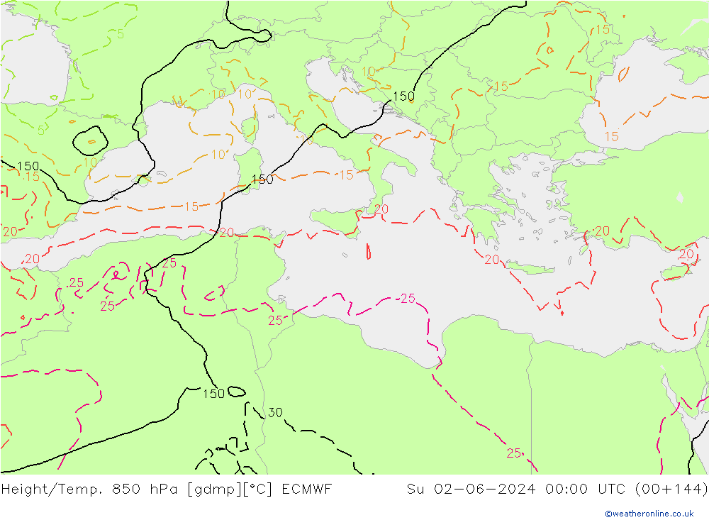 Z500/Rain (+SLP)/Z850 ECMWF nie. 02.06.2024 00 UTC