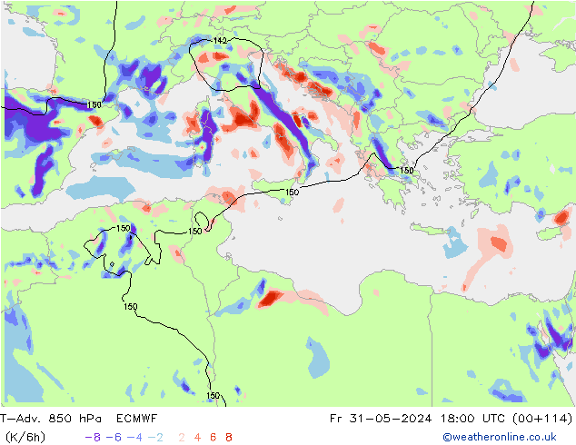 T-Adv. 850 hPa ECMWF  31.05.2024 18 UTC