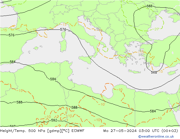 Height/Temp. 500 hPa ECMWF Seg 27.05.2024 03 UTC