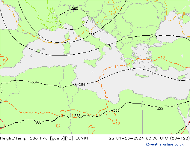 Z500/Rain (+SLP)/Z850 ECMWF Sáb 01.06.2024 00 UTC