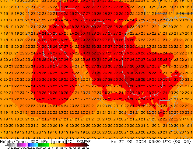 Z500/Rain (+SLP)/Z850 ECMWF Mo 27.05.2024 06 UTC