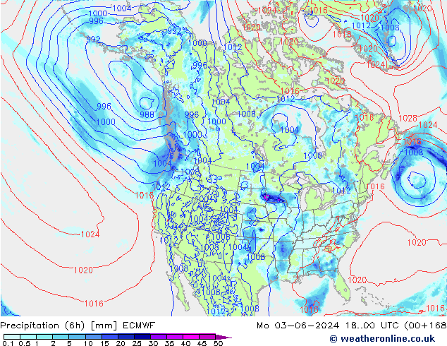 Z500/Rain (+SLP)/Z850 ECMWF Mo 03.06.2024 00 UTC