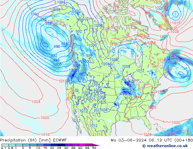 Z500/Rain (+SLP)/Z850 ECMWF Mo 03.06.2024 12 UTC