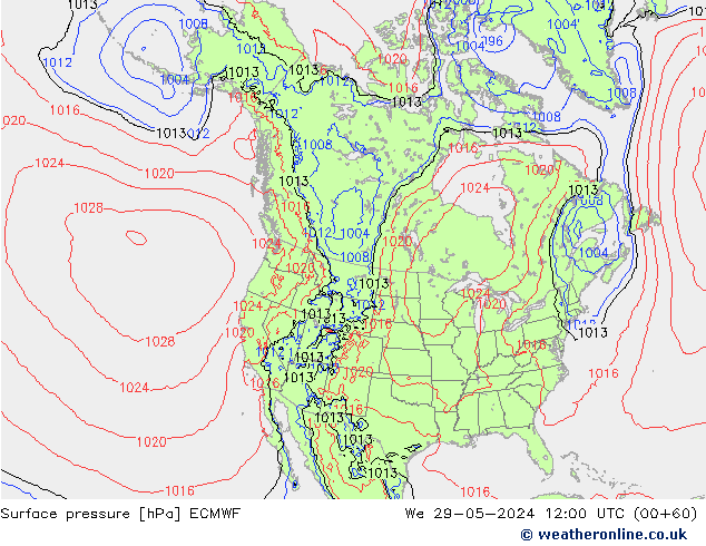 Atmosférický tlak ECMWF St 29.05.2024 12 UTC