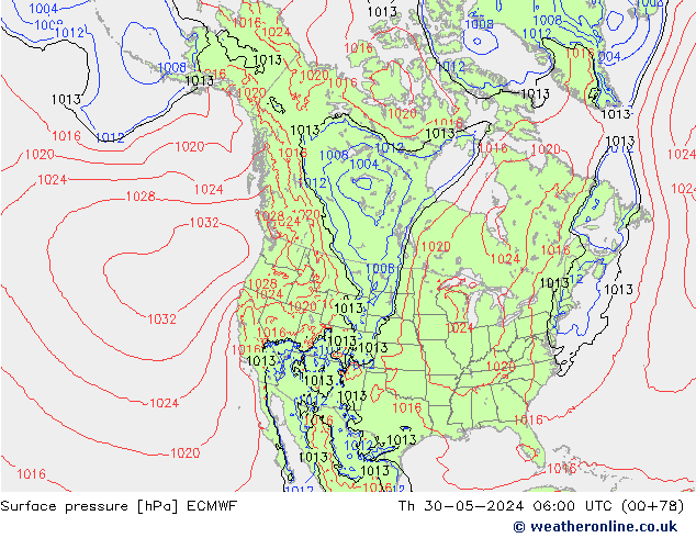 Surface pressure ECMWF Th 30.05.2024 06 UTC