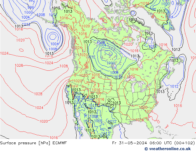 Pressione al suolo ECMWF ven 31.05.2024 06 UTC