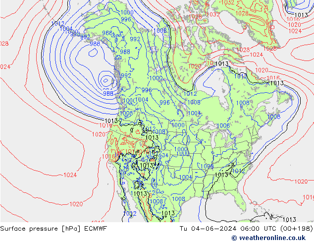 pressão do solo ECMWF Ter 04.06.2024 06 UTC